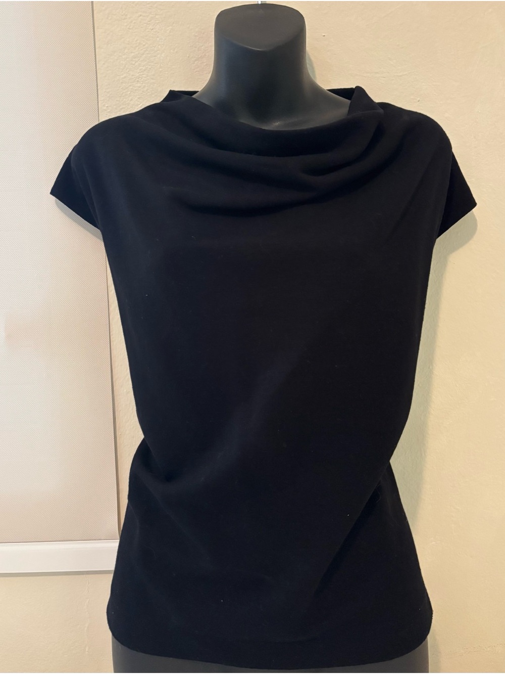 Zara Classic Black Cowl Neck Top featuring subtle cap sleeves